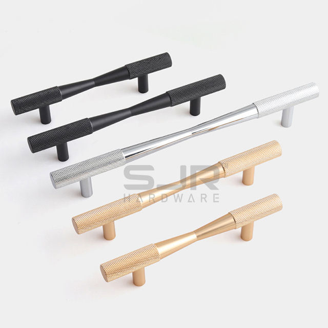 Matt Black Knurled Bar Cabinet Drawer Handles Aluminum Profile 10024