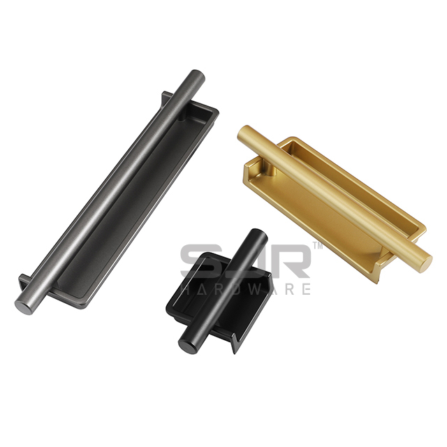 Drawer Black Zinc Alloy Invisible Recessed Handle 2078