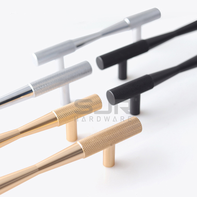 Matt Black Knurled Bar Cabinet Drawer Handles Aluminum Profile 10024