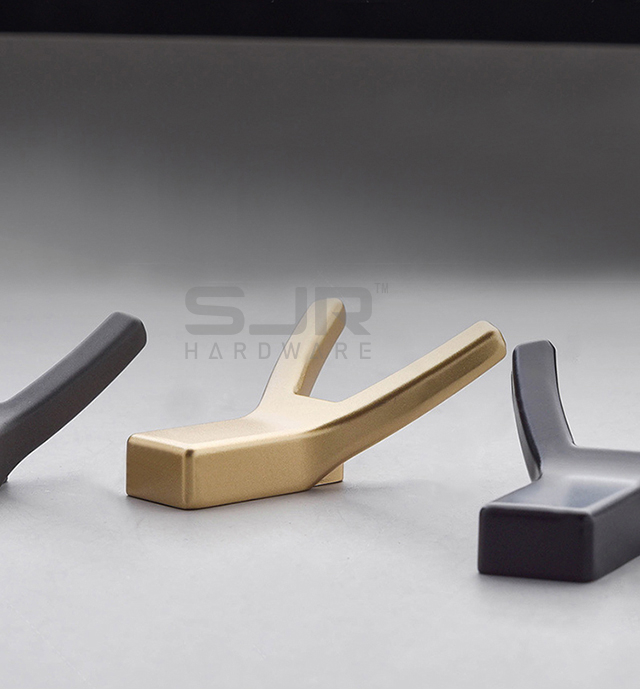 Decorative Nordic Simple Black Hooks Double Prongs Zinc Alloy Wall Hooks 10789
