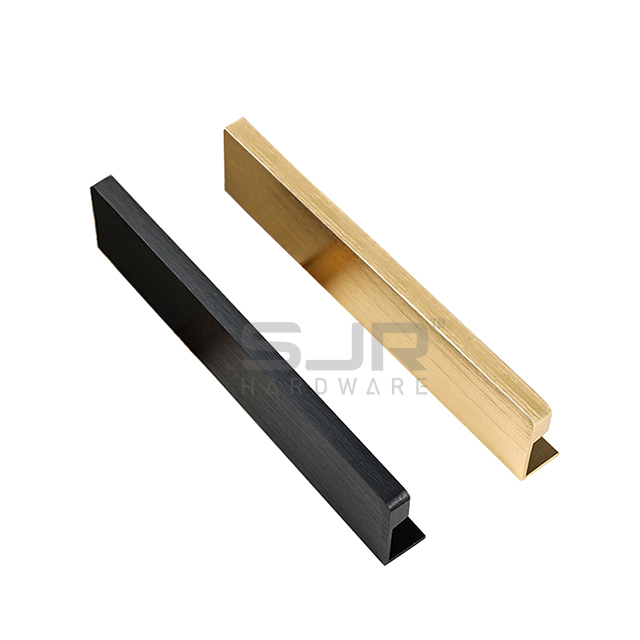 Furniture Drawer Cabinet Handles Kitchen Wardrobe Furniture Edge Pull Handles Aluminum Kitchen Concealed Black Furniture Handle10793