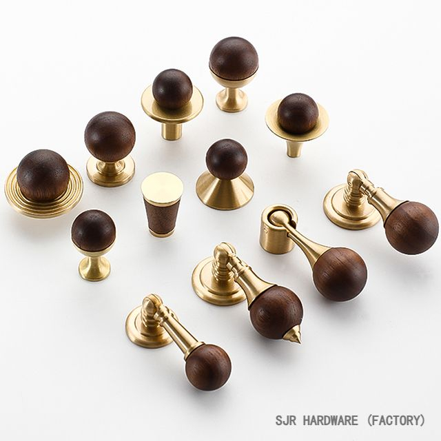 Wood + Brass Furniture Handle 