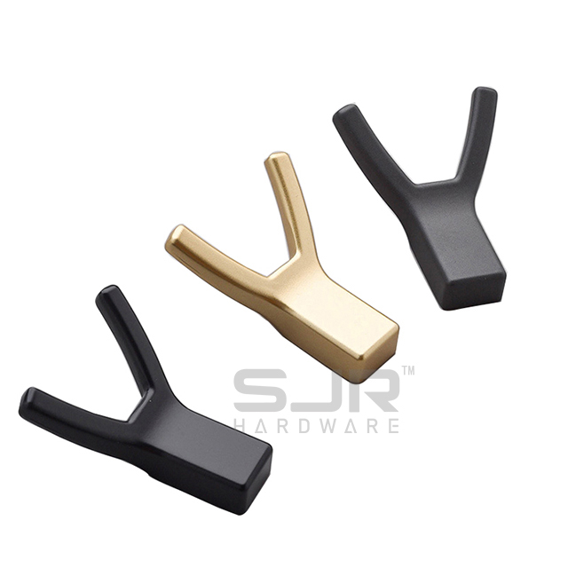 Decorative Nordic Simple Black Hooks Double Prongs Zinc Alloy Wall Hooks 10789